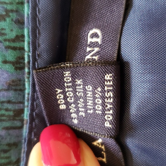 Beautiful Blue/Green Paisley V-Neck Empire Waist Fit & Flare Lands End Dress 18W - Picture 7 of 8